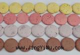 CLV307 15.5 inches 24mm flat round lava beads wholesale