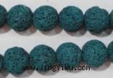 CLV454 15.5 inches 12mm round dyed blue lava beads wholesale