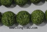 CLV465 15.5 inches 18mm round dyed green lava beads wholesale
