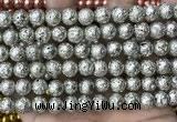 CLV540 15.5 inches 8mm round plated lava beads wholesale
