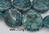 CMB43 15.5 inches 20mm flat round dyed natural medical stone beads