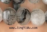 CME207 15.5 inches 7*9mm - 8*10mm pumpkin black rutilated quartz beads