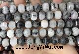 CME302 15.5 inches 8*11mm - 9*12mm pumpkin black rutilated quartz beads