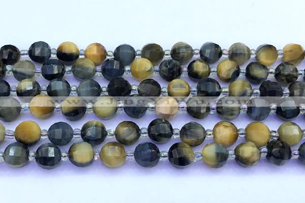 CME352 15 inches 8mm pumpkin golden & blue tiger eye beads