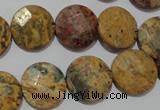 CME54 15.5 inches 15mm faceted coin leopard jasper gemstone beads