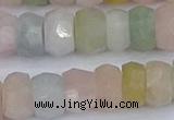 CMG218 15.5 inches 6*11mm faceted rondelle morganite beads