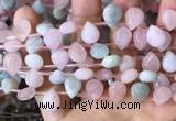 CMG355 Top drilled 9*12mm flat teardrop natural morganite beads