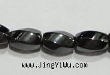 CMH156 15.5 inches 5*8mm twisted rice magnetic hematite beads