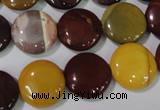 CMK242 15.5 inches 15mm flat round mookaite gemstone beads