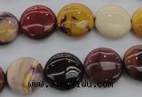 CMK87 15.5 inches 15mm flat round mookaite beads wholesale