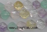 CMQ254 15.5 inches 10*10mm faceted diamond multicolor quartz beads