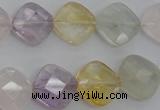 CMQ255 15.5 inches 14*14mm faceted diamond multicolor quartz beads