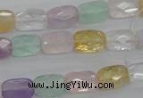 CMQ257 15.5 inches 8*12mm faceted rectangle multicolor quartz beads