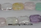 CMQ259 15.5 inches 12*16mm faceted rectangle multicolor quartz beads