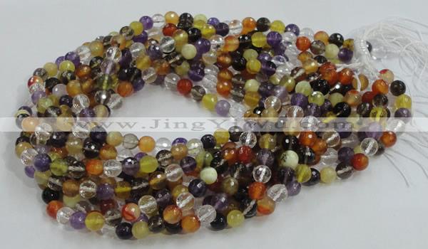CMQ32 15.5 inches 8mm faceted round multicolor quartz beads