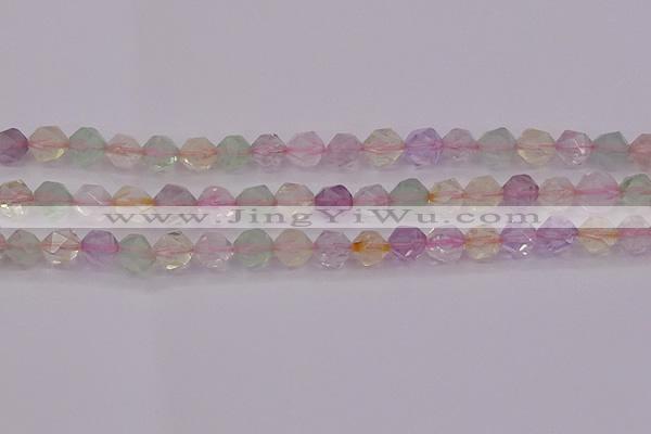 CMQ368 15.5 inches 10mm faceted nuggets mixed quartz beads