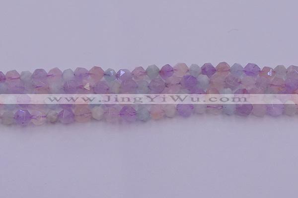 CMQ381 15.5 inches 6mm faceted nuggets mixed quartz beads
