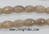 CMS101 15.5 inches 8*12mm faceted rice moonstone gemstone beads