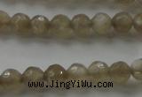 CMS1067 15.5 inches 6mm faceted round grey moonstone beads wholesale