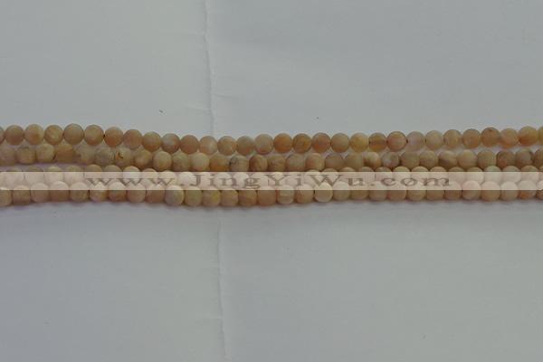 CMS1120 15.5 inches 4mm round matte moonstone gemstone beads