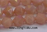 CMS1133 15.5 inches 10mm faceted nuggets peach moonstone beads