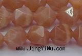 CMS1134 15.5 inches 12mm faceted nuggets peach moonstone beads