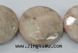 CMS117 15.5 inches 30mm faceted coin moonstone gemstone beads