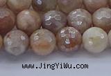 CMS1302 15.5 inches 8mm faceted round AB-color moonstone beads