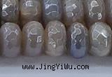 CMS1335 15.5 inches 7*14mm faceted rondelle AB-color grey moonstone beads