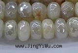 CMS1343 15.5 inches 6*10mm faceted rondelle AB-color white moonstone beads