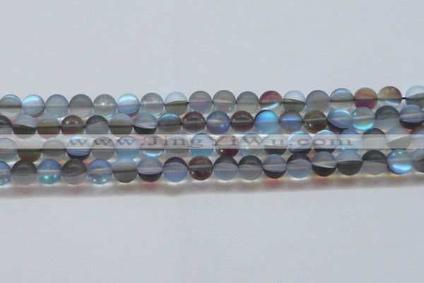 CMS1569 15.5 inches 12mm round matte synthetic moonstone beads