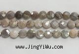 CMS1790 15.5 inches 12mm faceted coin AB-color moonstone beads