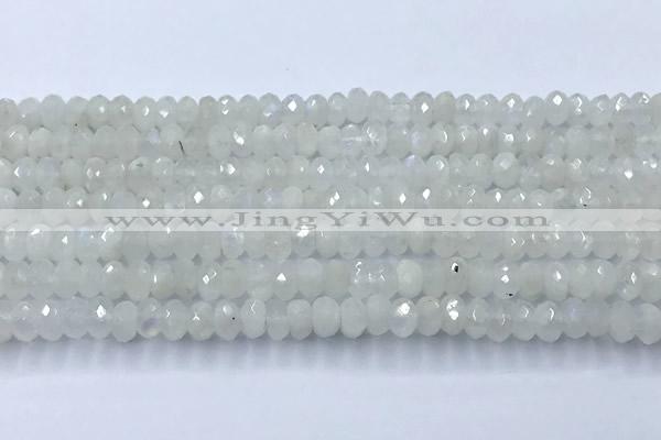 CMS2121 15 inches 4*6mm faceted rondelle white moonstone beads