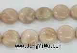 CMS22 15.5 inches 12mm flat round moonstone gemstone beads wholesale