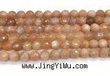 CMS2259 15 inches 8mm faceted round orange moonstone beads
