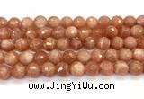 CMS2260 15 inches 10mm faceted round orange moonstone beads