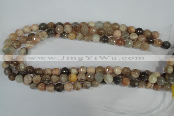CMS572 15.5 inches 10mm faceted round moonstone beads wholesale