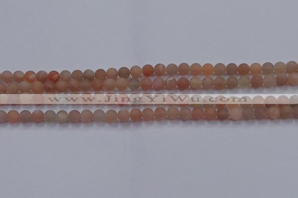 CMS611 15.5 inches 6mm round matte moonstone beads wholesale