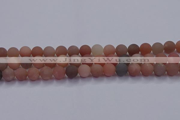 CMS614 15.5 inches 12mm round matte moonstone beads wholesale