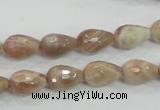 CMS88 15.5 inches 8*12mm faceted teardrop moonstone gemstone beads