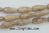 CMS90 15.5 inches 7*18mm faceted teardrop moonstone gemstone beads