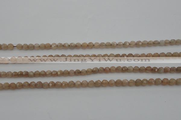 CMS940 15.5 inches 4mm faceted round A grade moonstone gemstone beads