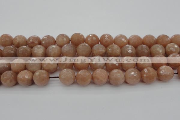 CMS945 15.5 inches 14mm faceted round A grade moonstone gemstone beads