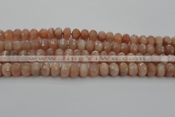 CMS951 15.5 inches 6*10mm faceted rondelle A grade moonstone beads