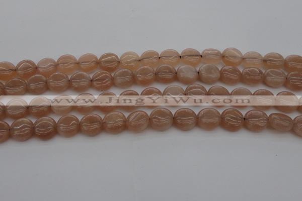 CMS956 15.5 inches 8mm flat round A grade moonstone beads
