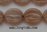 CMS959 15.5 inches 14mm flat round A grade moonstone beads
