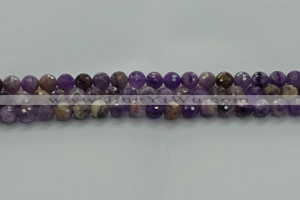 CNA1012 15.5 inches 8mm faceted round dogtooth amethyst beads