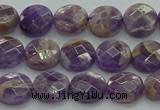 CNA1044 15.5 inches 10mm faceted coin dogtooth amethyst beads
