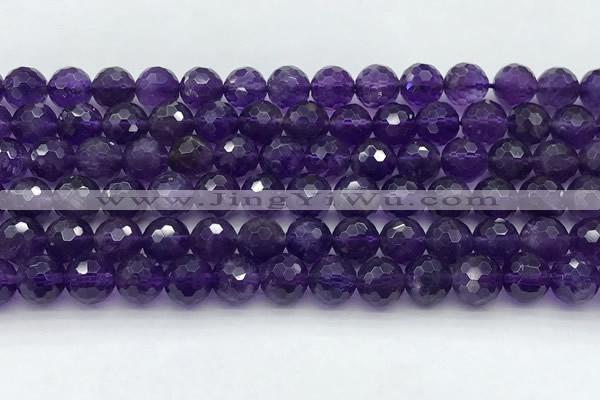 CNA1176 15.5 inches 8mm faceted round natural amethyst beads