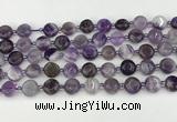 CNA1185 15.5 inches 10mm flat round amethyst beads wholesale